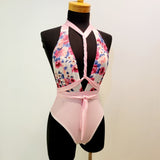 Bodysuit "Bloom" fleuri blanc lilas et rose