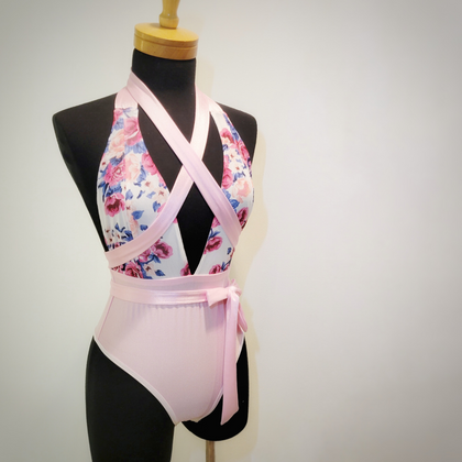 Bodysuit "Bloom" fleuri blanc lilas et rose