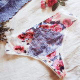 Culotte Tanga "Bloom" Lilas et rose