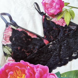 Bralette "Bloom" Noir et rose